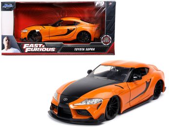 Toyota Supra Orange with Black Stripes \Fast & Furious 9 F9\" (2021) Movie 1/24 Diecast Model Car by Jada"""