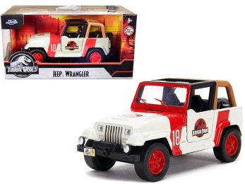 Jeep Wrangler #18 Jurassic Park Red and Beige Jurassic World 1/32 Diecast Model Car by Jada