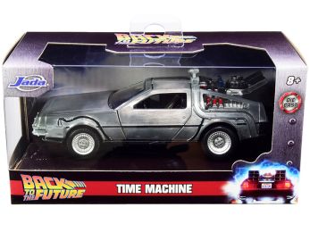 DeLorean DMC (Time Machine) Silver \Back to the Future Part I\" (1985) Movie \""Hollywood Rides\"" Series 1/32 Diecast Model Car by Jada"""