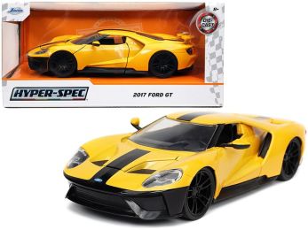 2017 Ford GT Yellow with Black Stripe \Hyper-Spec\" Series 1/24 Diecast Model Car by Jada"""