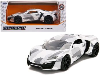 Lykan Hypersport White Camouflage \Hyper-Spec\" 1/24 Diecast Model Car by Jada"""