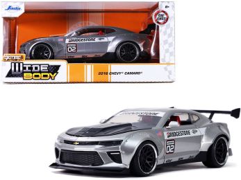 2016 Chevrolet Camaro Widebody #02 \Bridgestone\" Silver \""Bigtime Muscle\"" 1/24 Diecast Model Car by Jada"""
