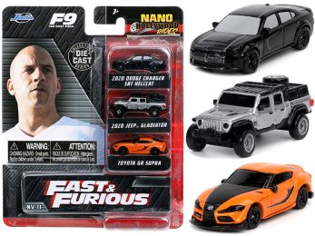 \Fast & Furious 9\" (2021) Movie 3 piece Set \""Nano Hollywood Rides\"" Series Diecast Model Cars by Jada"""