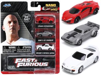 Fast & Furious Movie 3 piece Set Series 4 Nano Hollywood Rides Series Diecast Model Cars by Jada