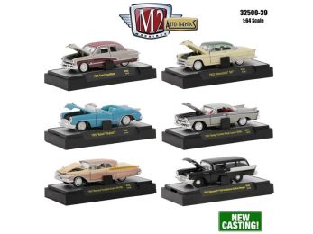 Auto Thentics 6 Piece Set Release 39 IN DISPLAY CASES 1/64 Diecast Model Cars by M2 Machines