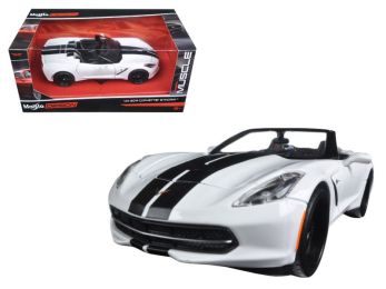 2014 Chevrolet Corvette Stingray Convertible White/Black \Modern Muscle\" 1/24 Diecast Model Car by Maisto"""