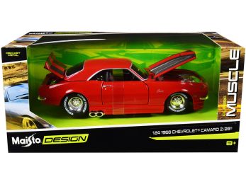 1968 Chevrolet Camaro Z/28 Red with Silver Stripes Classic Muscle 1/24 Diecast Model Car by Maisto
