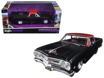 1965 Chevrolet El Camino Matt Black \Outlaws\" 1/25 Diecast Model Car by Maisto"""