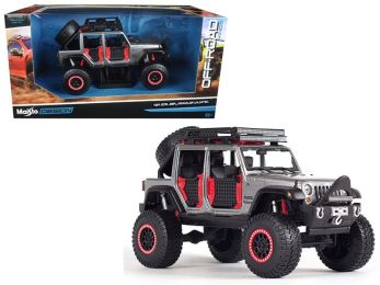 2015 Jeep Wrangler Unlimited Gray Metallic \Off Road Kings\" 1/24 Diecast Model Car by Maisto"""