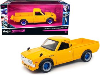 1973 Datsun 620 Pickup Truck Yellow \Tokyo Mod\" Maisto Design 1/24 Diecast Model Car by Maisto"""