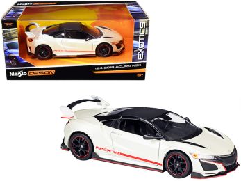2018 Acura NSX Pearl White with Carbon Top \Exotics\" 1/24 Diecast Model Car by Maisto"""