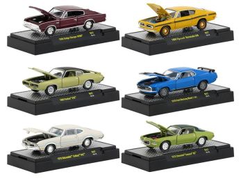 Detroit Muscle Release 47, Set of 6 Cars IN DISPLAY CASES 1/64 Diecast Model Cars by M2 Machines