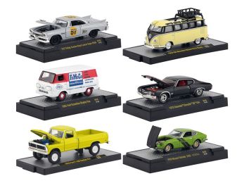 \Auto Meets\" Set of 6 Cars IN DISPLAY CASES Release 49 1/64 Diecast Model Cars by M2 Machines"""