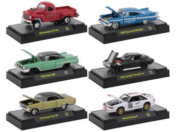 \Auto Meets\" Set of 6 Cars IN DISPLAY CASES Release 52 1/64 Diecast Model Cars by M2 Machines"""