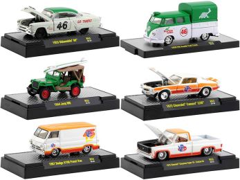 \Auto Meets\" Set of 6 Cars IN DISPLAY CASES Release 53 1/64 Diecast Model Cars by M2 Machines"""