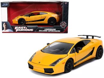Lamborghini Gallardo Superleggera Yellow with Black Stripes Fast & Furious Movie 1/24 Diecast Model Car by Jada