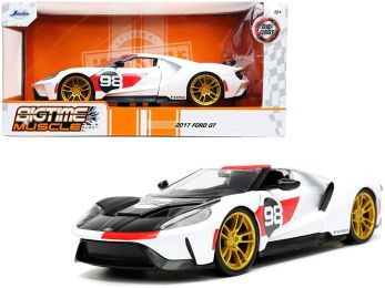 2021 Ford Gt #98 White Heritage Edition Bigtime Muscle Series 1/24 Diecast Model Car by Jada