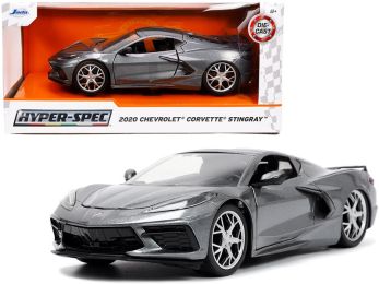 2020 Chevrolet Corvette Stingray C8 Dark Gray Metallic Hyper-Spec Series 1/24 Diecast Model Car by Jada