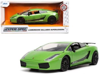 Lamborghini Gallardo Superleggera Green Metallic with Black Stripes Hyper-Spec Series 1/24 Diecast Model Car by Jada