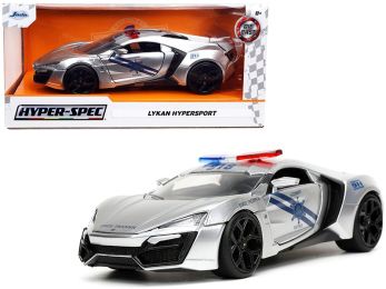 Lykan Hypersport Police Silver with Blue Stripes Highway Patrol Hyper-Spec Series 1/24 Diecast Model Car by Jada