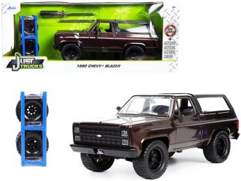 1980 Chevrolet Blazer Dark Brown Metallic with Black Top with Extra Wheels Just Trucks Series 1/24 Diecast Model Car by Jada