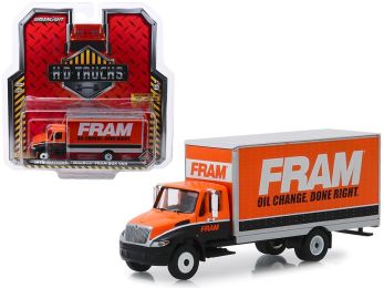 International Durastar Box Van \FRAM Oil Filters\" \""H.D. Trucks\"" Series 16 1/64 Diecast Model by Greenlight"""