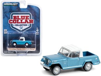 1970 Jeep Jeepster Commando Pickup Truck Light Blue Metallic with White Top \Blue Collar Collection\" Series 8 1/64 Diecast Model Car by Greenlight"""