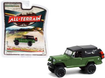 1968 Jeep Jeepster Commando with Off-Road Parts Dark Green with Black Soft Top \All Terrain\" Series 11 1/64 Diecast Model Car by Greenlight"""