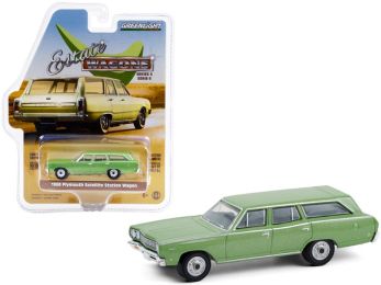 1968 Plymouth Satellite Station Wagon Sea Mist Green Metallic Estate Wagons Series 6 1/64 Diecast Model Car by Greenlight