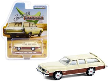 1976 Pontiac Grand LeMans Safari Bavarian Cream with Woodgrain Sides Estate Wagons Series 6 1/64 Diecast Model Car by Greenlight