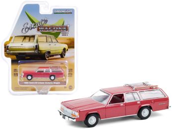 1989 Ford LTD Crown Victoria Wagon with Roof Rack Currant Red Metallic Estate Wagons Series 6 1/64 Diecast Model Car by Greenlight