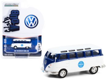 1964 Volkswagen Samba Bus \Pan Am Airways\" Blue and White \""Club Vee V-Dub\"" Series 12 1/64 Diecast Model by Greenlight"""