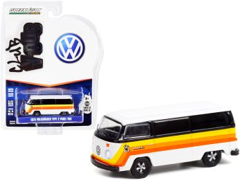 1976 Volkswagen Type 2 Panel Van Armor All White and Black with Stripes Club Vee V-Dub Series 13 1/64 Diecast Model Car by Greenlight