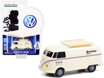 Volkswagen Type 2 Panel Van \Brumos Racing\ Cream with Red and Blue Stripes \Club Vee V-Dub\ Series 13 1/64 Diecast Model Car by Greenlight