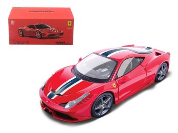 Ferrari 458 Speciale Red with White and Blue Stripes \Signature Series\" 1/43 Diecast Model Car by Bburago"""