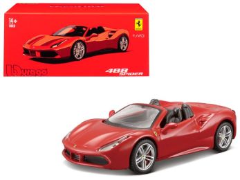 Ferrari 488 Spider Red \Signature Series\" 1/43 Diecast Model Car by Bburago"""