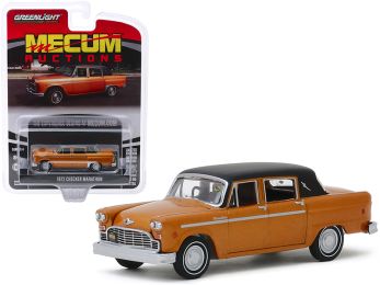 1972 Checker Marathon Gold Metallic with Black Top (Chicago 2018) \Mecum Auctions Collector Cars\" Series 4 1/64 Diecast Model Car by Greenlight"""