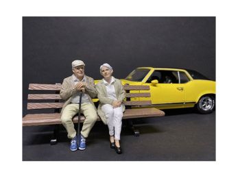 Sitting Old Couple 2 piece Figurine Set for 1/18 Scale Models by American Diorama