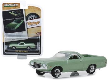 1972 Ford Ranchero Light Green \New Ford Rancheroâ€¦The Pickup Car!\" \""Vintage Ad Cars\"" Series 1 1/64 Diecast Model Car by Greenlight"""
