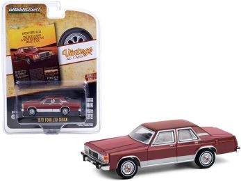 1979 Ford LTD Sedan Burgundy \Introducing A New American Road Car\" \""Vintage Ad Cars\"" Series 4 1/64 Diecast Model Car by Greenlight"""