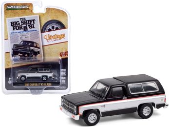 1981 Chevrolet K5 Blazer Black with Silver Sides \The Big Shift For \'81\" \""Vintage Ad Cars\"" Series 4 1/64 Diecast Model Car by Greenlight"""