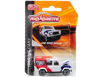 Land Rover Defender 110 White/Red/Blue \Above and Beyond\" \""Racing Cars\"" 1/60 Diecast Model Car by Majorette"""