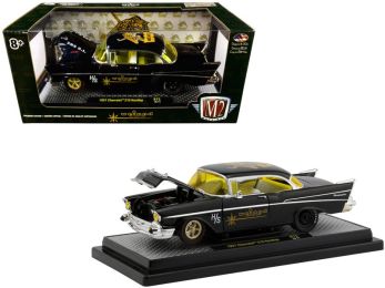 1957 Chevrolet 210 Hardtop \Weiand\" Black Limited Edition to 5880 pieces Worldwide 1/24 Diecast Model Car by M2 Machines"""