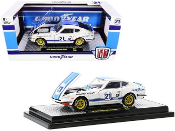 1970 Nissan Fairlady Z432 #21 \Goodyear\" White with Blue Stripes Limited Edition to 6500 pieces Worldwide 1/24 Diecast Model Car by M2 Machines"""