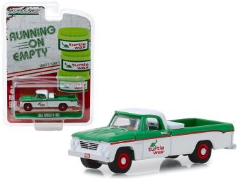1962 Dodge D-100 \Turtle Wax\" Pickup Truck White and Green \""Running on Empty\"" Series 7 1/64 Diecast Model Car by Greenlight"""