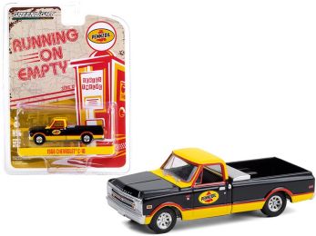 1968 Chevrolet C-10 Pickup Truck with Toolbox \Pennzoil\" Black and Yellow \""Running on Empty\"" Series 12 1/64 Diecast Model Car by Greenlight"""