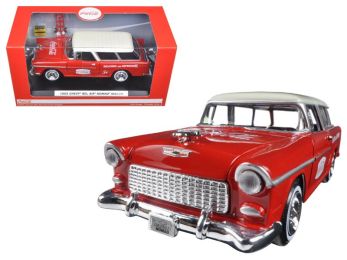 1955 Chevrolet Nomad Coca Cola with 2 bottle cases and metal handcart 1/24 Diecast Model Car  by Motorcity Classics