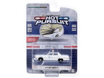 1974 AMC Matador \Dallas Police\" (Texas) White \""Hot Pursuit\"" Series 35 1/64 Diecast Model Car by Greenlight"""