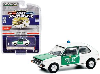 1974 Volkswagen Golf Mk1 \Polizei\" Berlin (Germany) Police Car White and Green \""Hot Pursuit\"" Series 36 1/64 Diecast Model Car by Greenlight"""