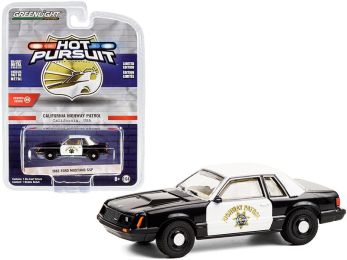 1982 Ford Mustang SSP Black and White CHP \California Highway Patrol\" \""Hot Pursuit\"" Series 36 1/64 Diecast Model Car by Greenlight"""